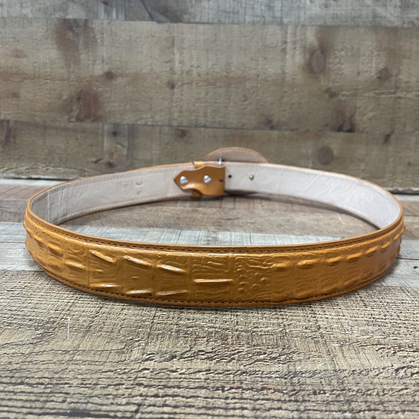 Men's Western Cowboy Genuine Cow Leather Crocodile Print Belt Round Buckle Cinto Cocodrilo Hebilla Redonda