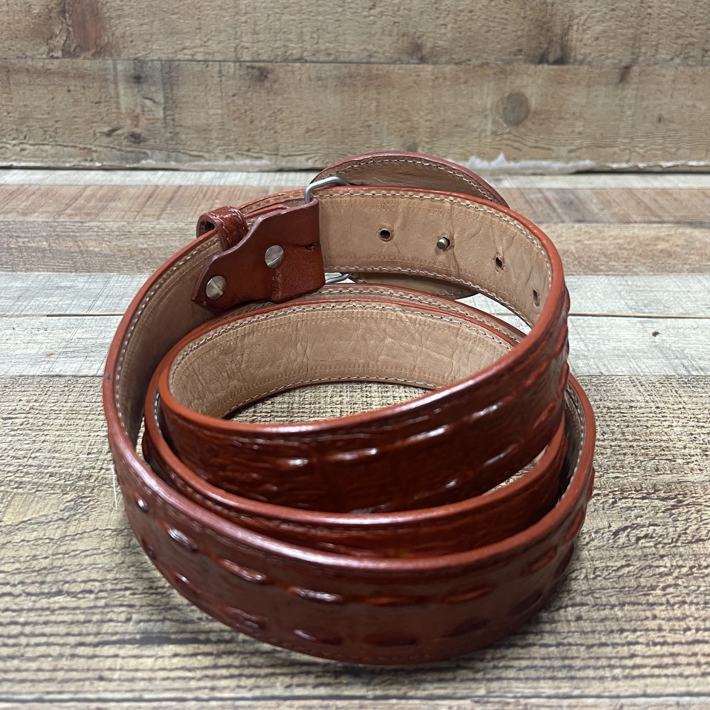 Men's Western Cowboy Genuine Cow Leather Crocodile Print Belt Round Buckle Cinto Cocodrilo Hebilla Redonda