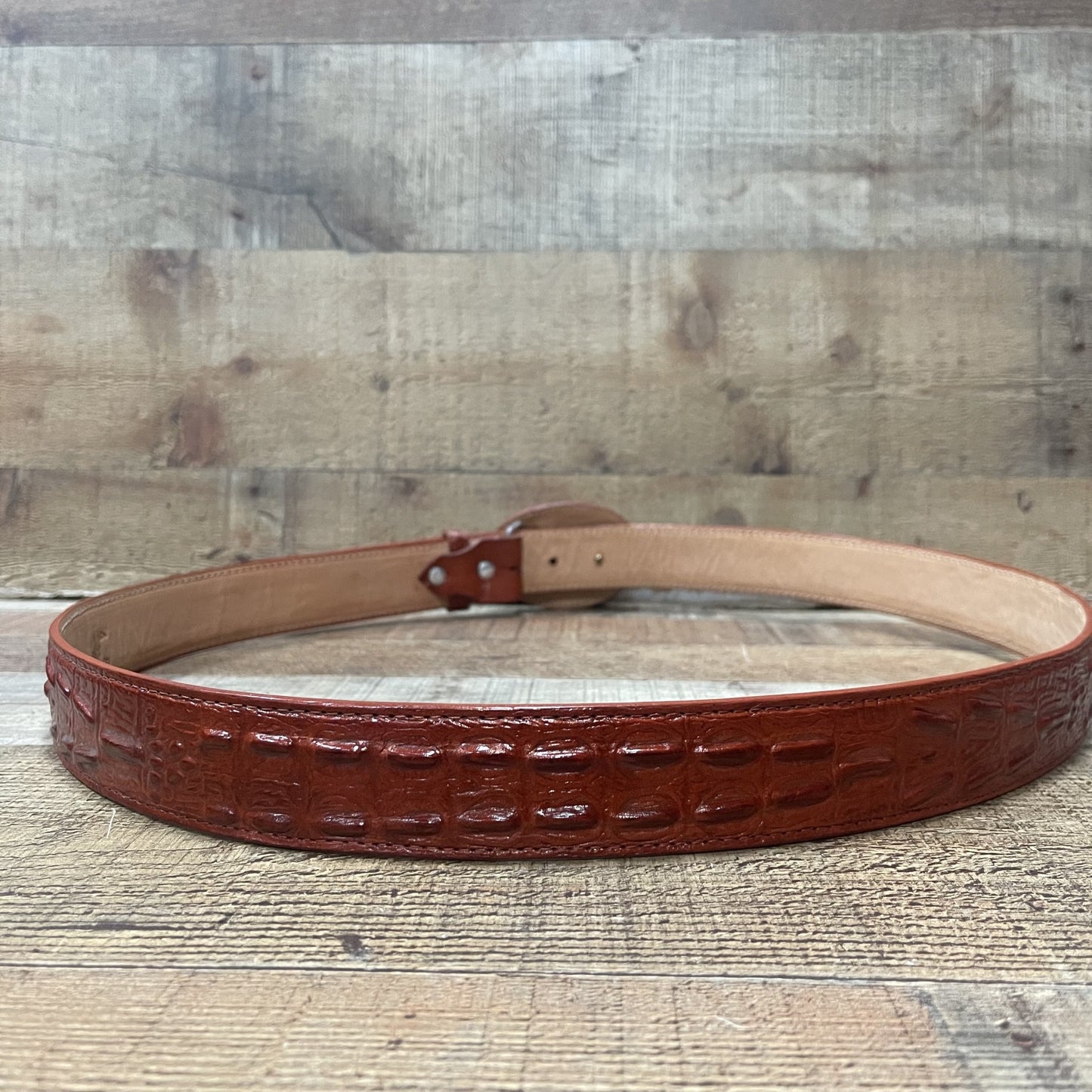 Men's Western Cowboy Genuine Cow Leather Crocodile Print Belt Round Buckle Cinto Cocodrilo Hebilla Redonda