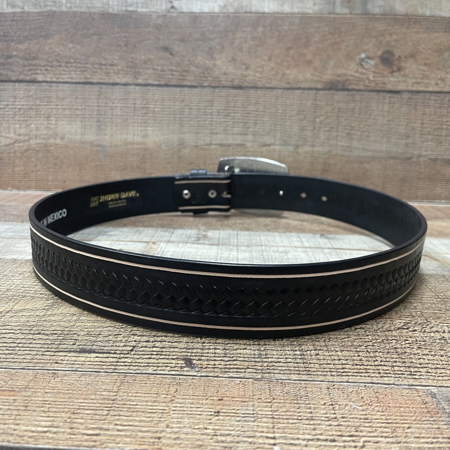 Men's Western Cowboy Braided Belt with Square Buckle Cinto Trenzado Hebilla Cuadrada