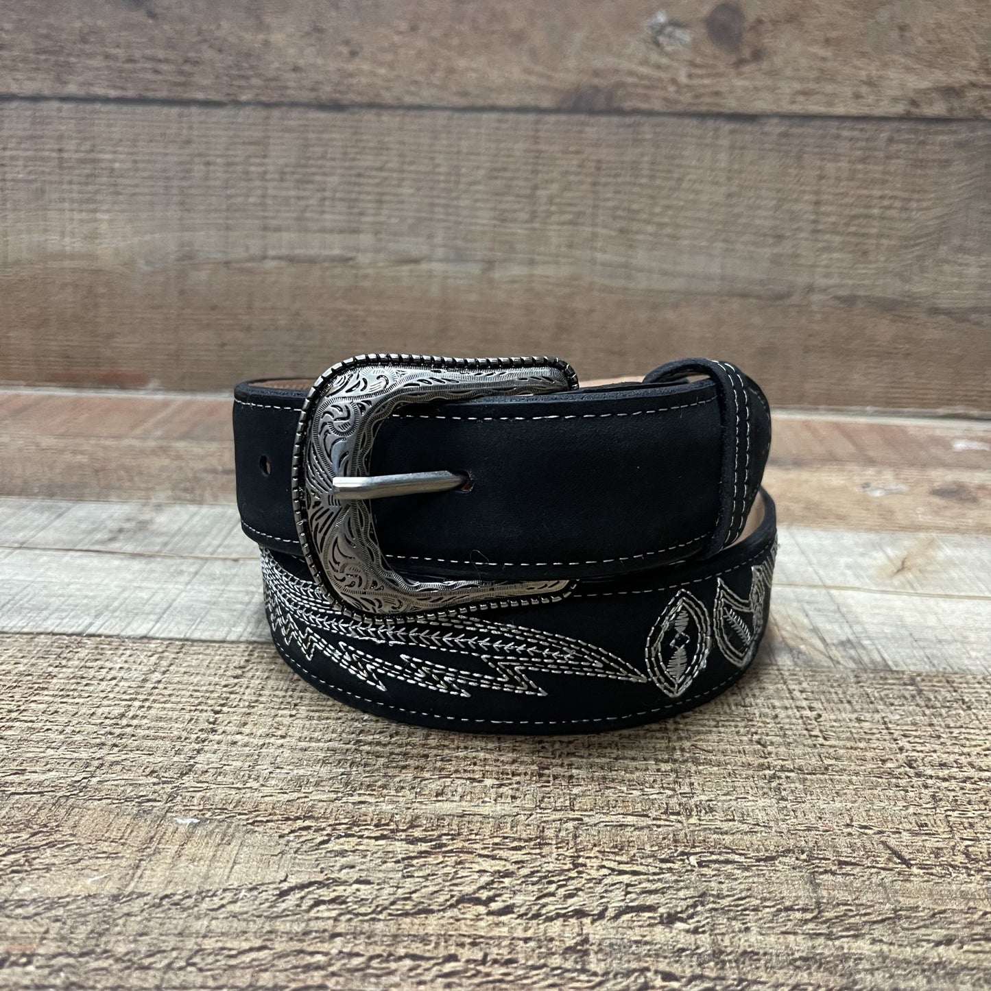 Women's Western Cowgirl Leather Belt Cinto Dama Bordado Blanco Est. 801