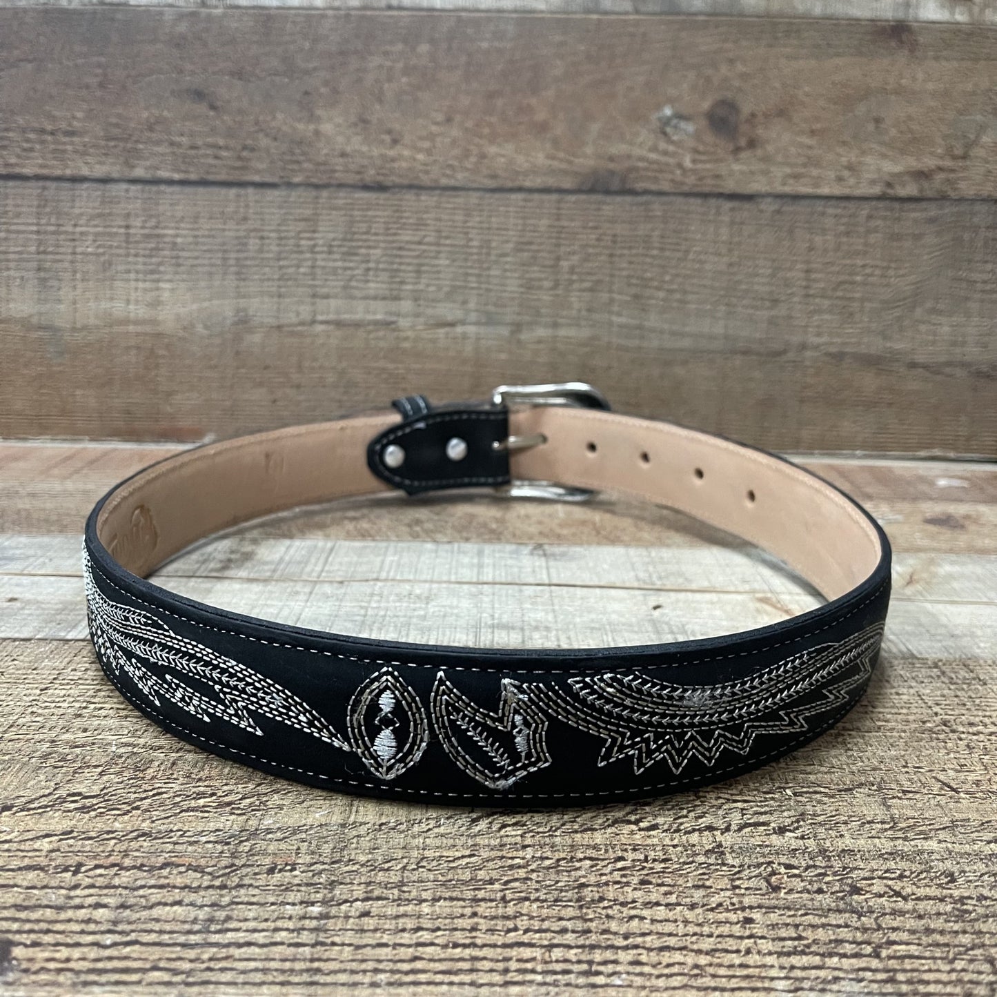 Women's Western Cowgirl Leather Belt Cinto Dama Bordado Blanco Est. 801