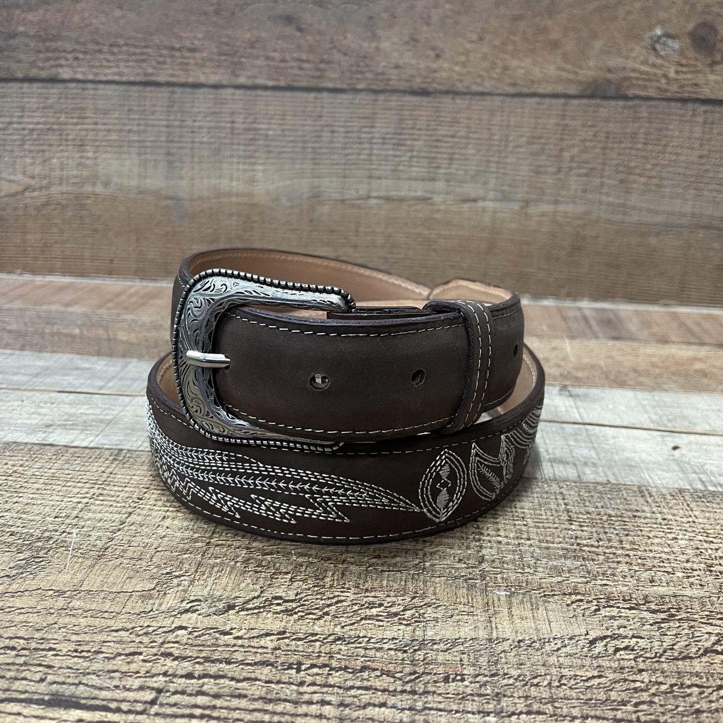 Women's Western Cowgirl Leather Belt Cinto Dama Bordado Blanco Est. 801