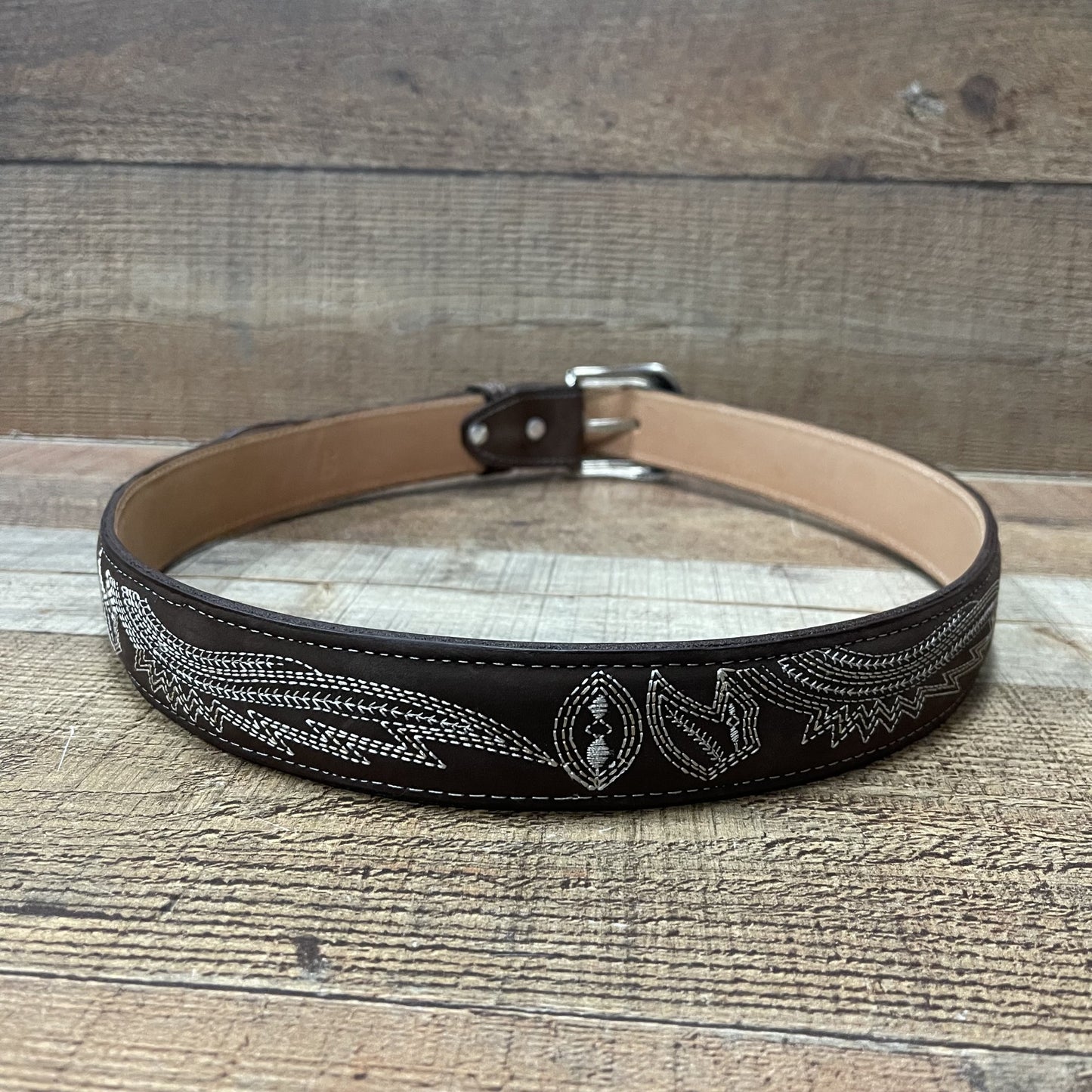 Women's Western Cowgirl Leather Belt Cinto Dama Bordado Blanco Est. 801