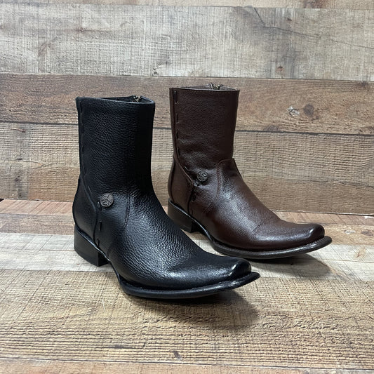 Men's Western Cowboy Side Zipper Genuine Leather American Deer Half Boot Est. Dubai Corto Venado Americano