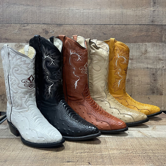 Special Discount: Men's Cowboy Western Ostrich Foot Print Pointed Boots Bota Avestruz Vaquera Puntal Est.099 Pata