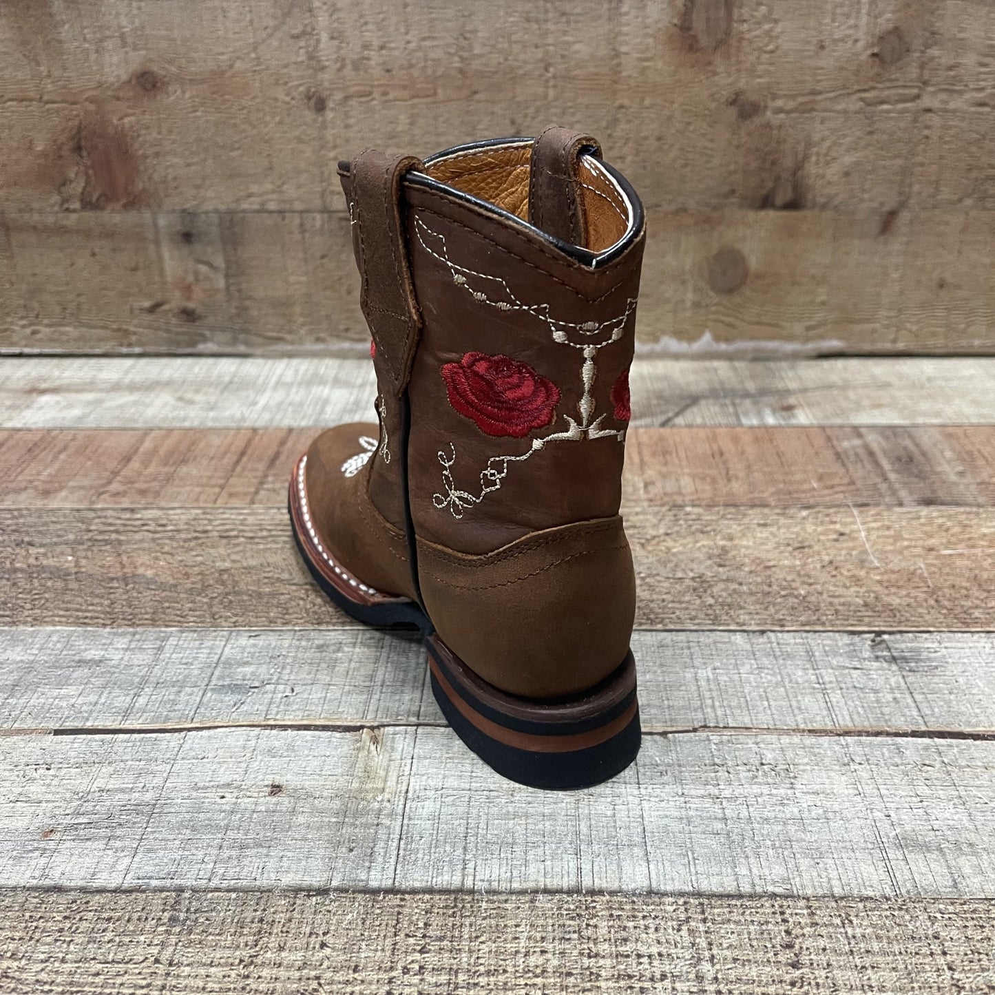 Girl's Rodeo Cowgirl Red Flowers Boots Zipper Est.706 Nina Rosas