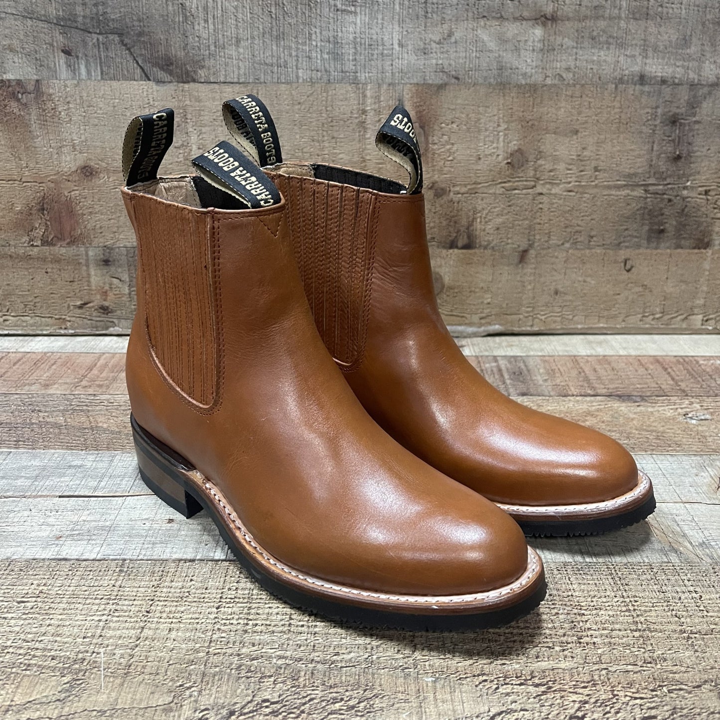 Men's Cowboy Pull On Ankle-round Boots Black Est.250 Botín Napa Suela Hule