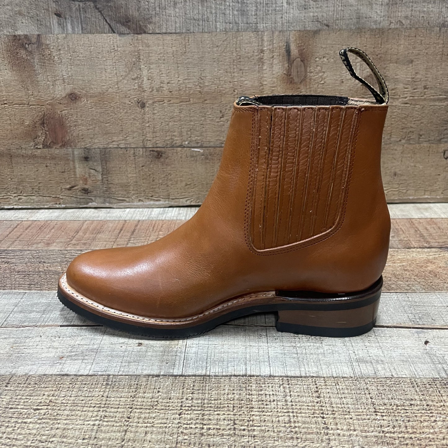 Men's Cowboy Pull On Ankle-round Boots Black Est.250 Botín Napa Suela Hule