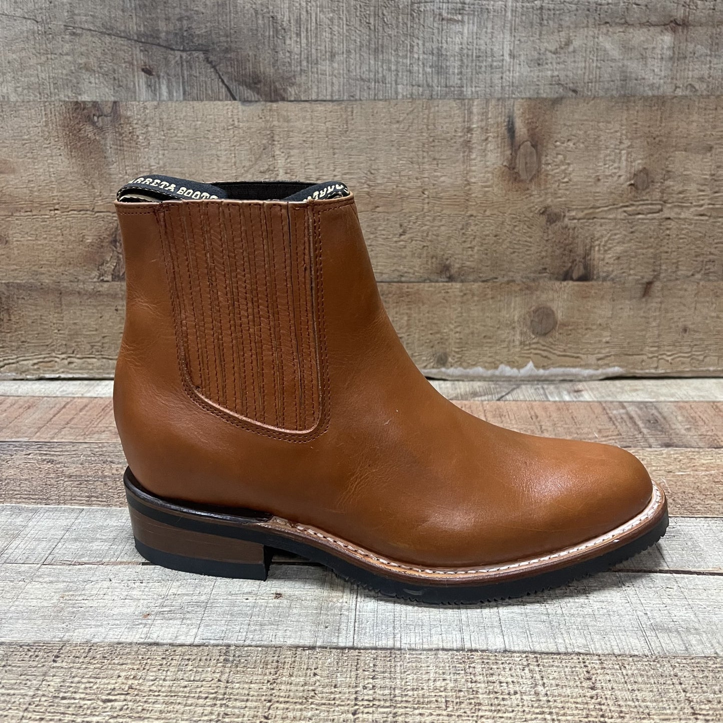 Men's Cowboy Pull On Ankle-round Boots Black Est.250 Botín Napa Suela Hule
