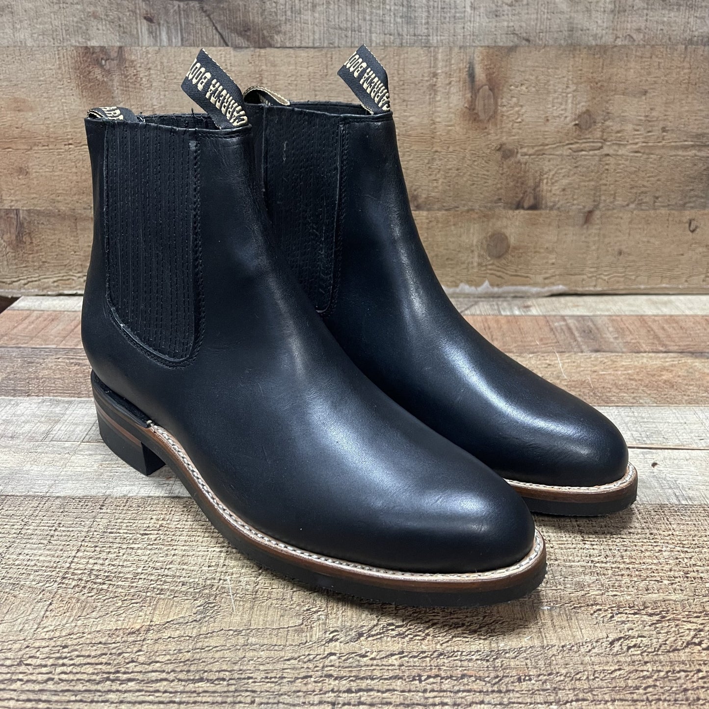 Men's Cowboy Pull On Ankle-round Boots Black Est.250 Botín Napa Suela Hule