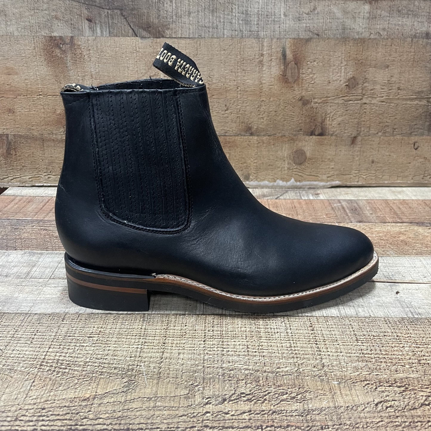 Men's Cowboy Pull On Ankle-round Boots Black Est.250 Botín Napa Suela Hule