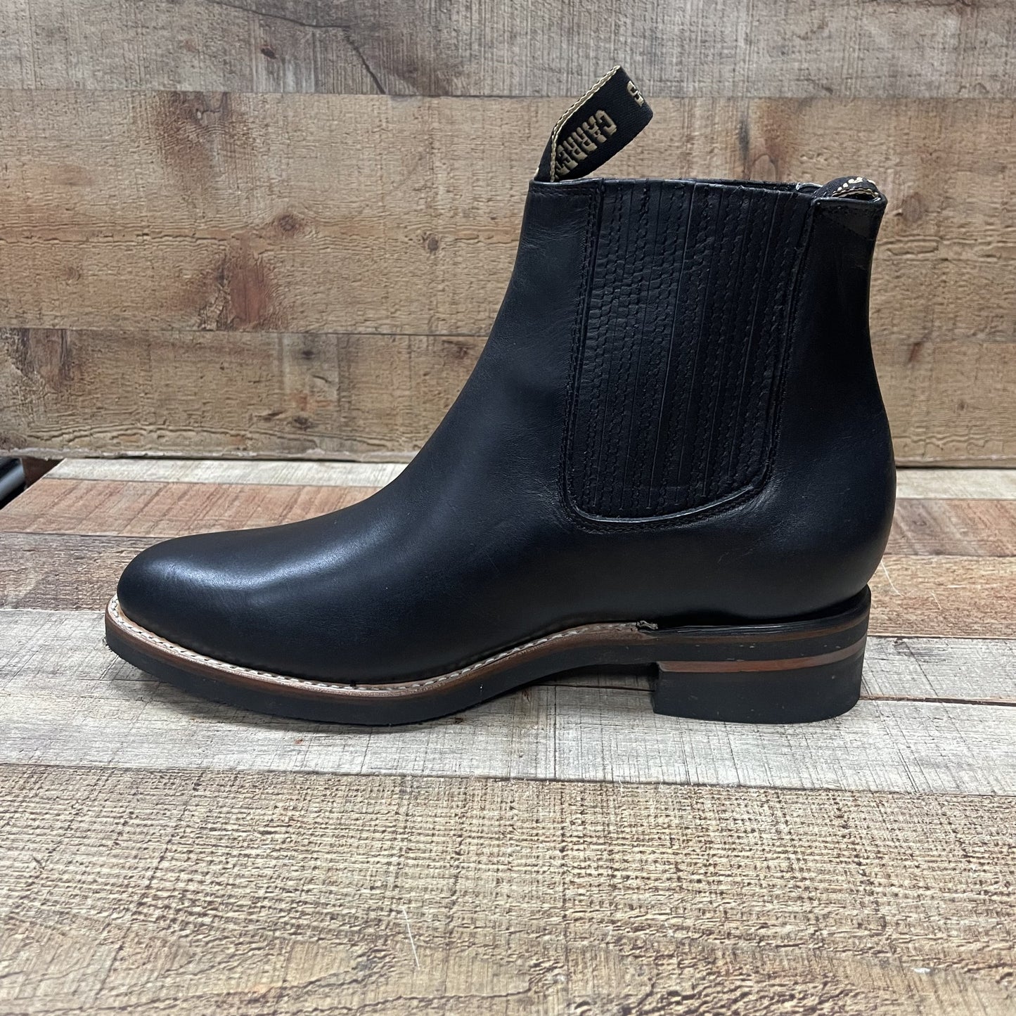 Men's Cowboy Pull On Ankle-round Boots Black Est.250 Botín Napa Suela Hule