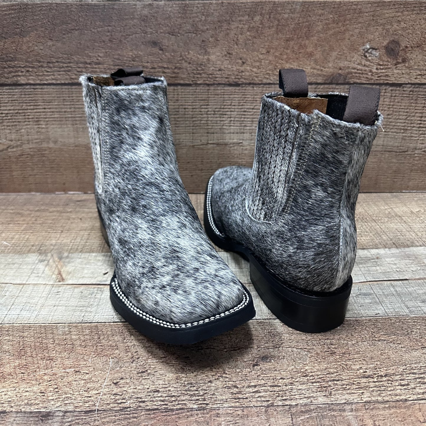 Men's Western Cowboy Genuine Cowhide Leather and Genuine Cow Hair Ankle Boot Botin Est.714 Pelos