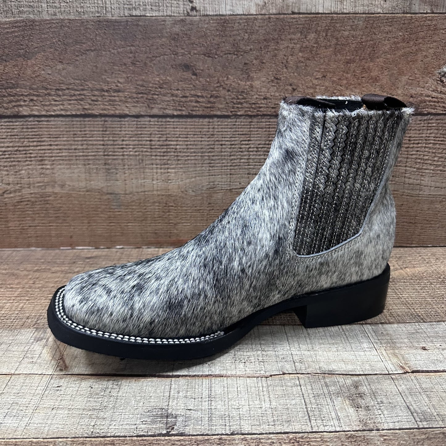 Men's Western Cowboy Genuine Cowhide Leather and Genuine Cow Hair Ankle Boot Botin Est.714 Pelos