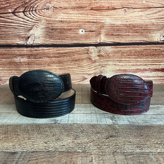 Men's Cowboy Genuine Leather Belt Lizard Cinto Piel Genuina Lizard