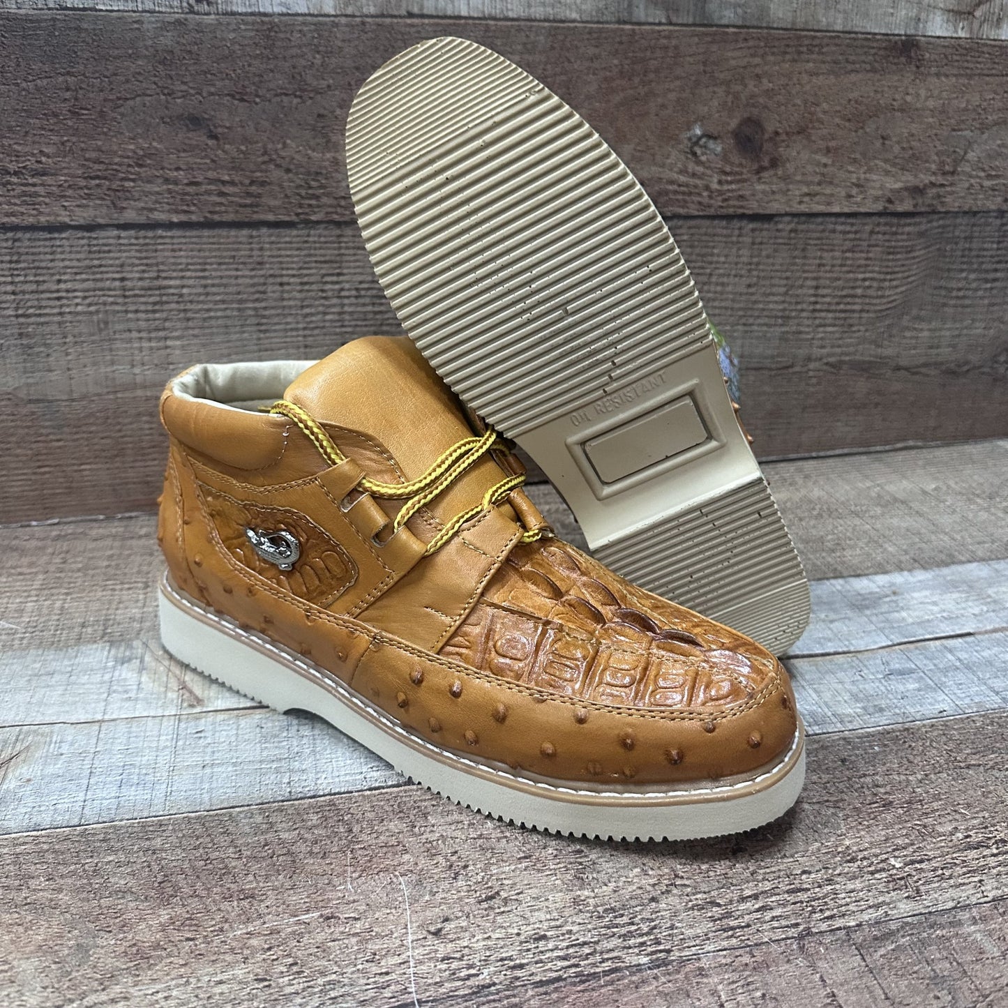 Men’s Crocodile/Ostrich Print Leather Shoes Est.1214 Ave Coco