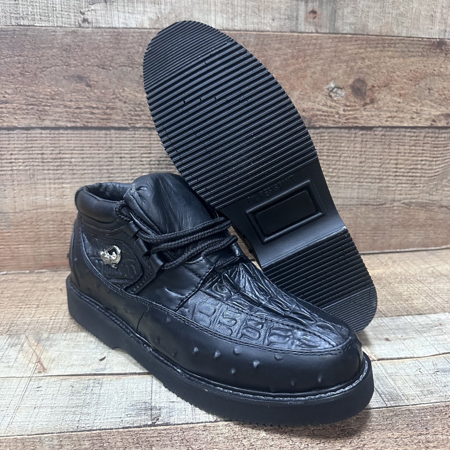 Men’s Crocodile/Ostrich Print Leather Shoes Est.1214 Ave Coco