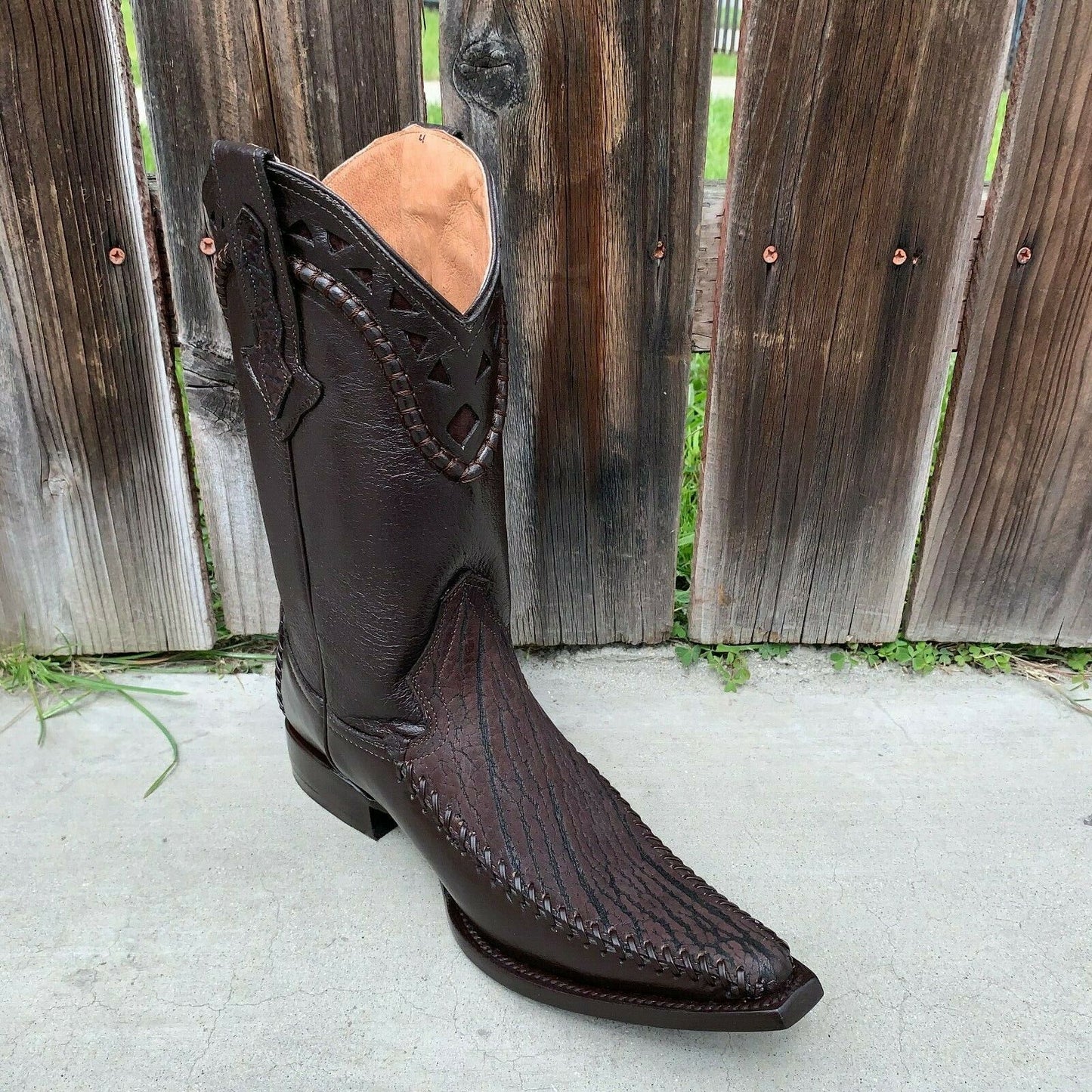 Botas vaqueras de rodeo para hombre, de piel con cuello de toro, talla 097 2X