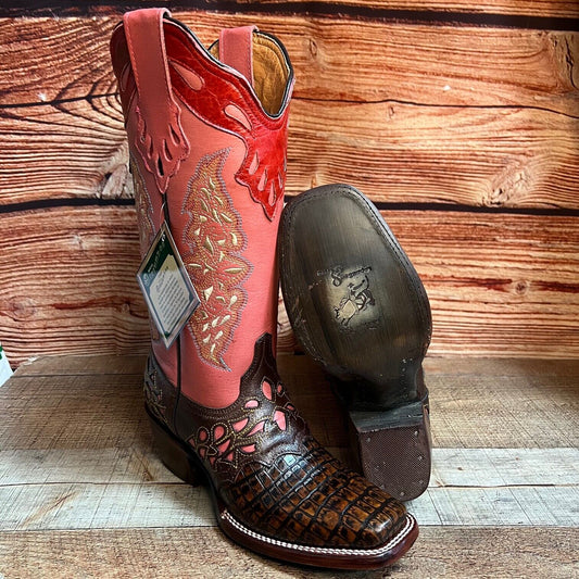 Botas vaqueras de rodeo para mujer, botas de cuero genuino con punta recortada, aprox. 404
