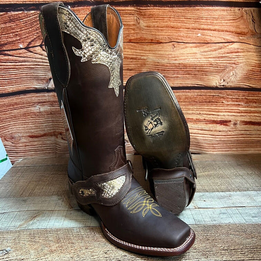 Botas vaqueras de rodeo para mujer, botas de cuero genuino con punta recortada, aprox. 404