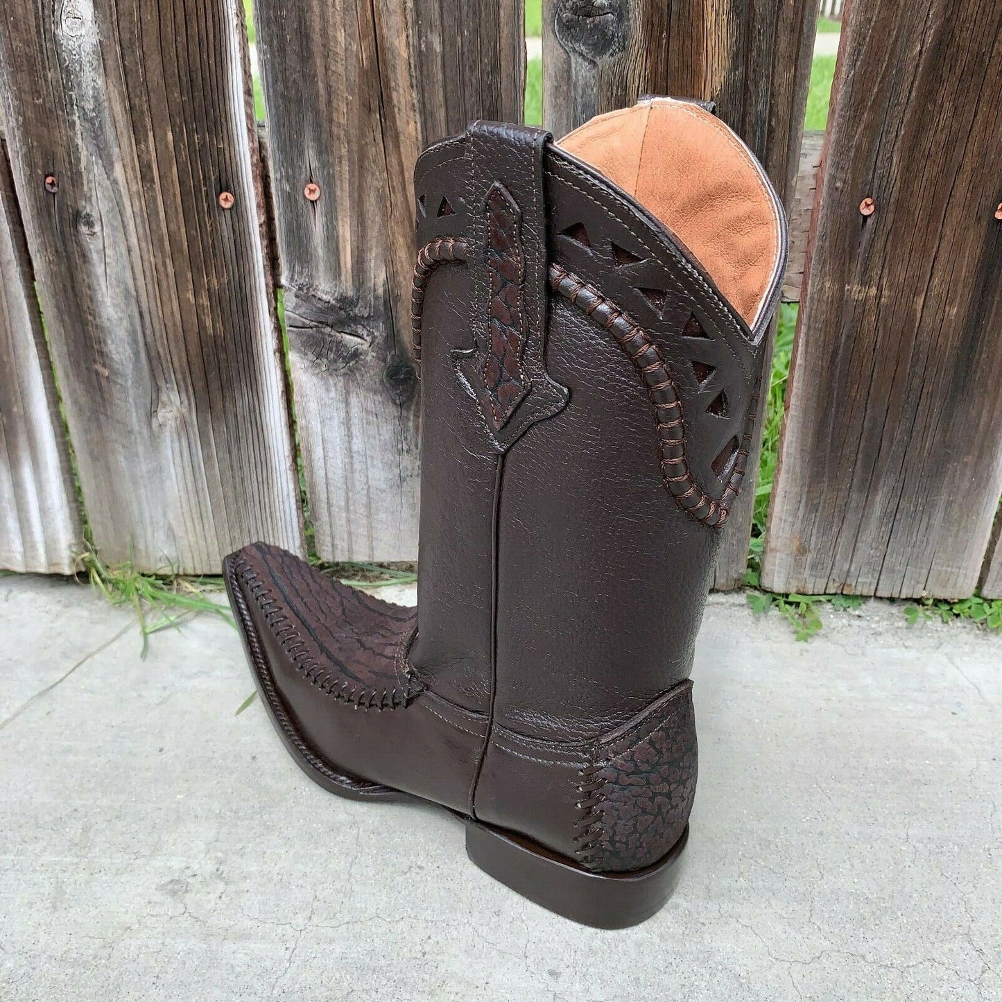 Botas vaqueras de rodeo para hombre, de piel con cuello de toro, talla 097 2X